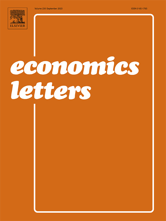 Go to journal home page - Economics Letters